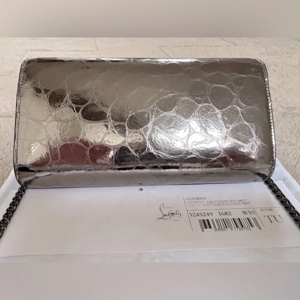 NEW🔥CL S Loubi54 Metallic Croc Embossed Leather Wallet on a Chain🔥 - Picture 8 of 16